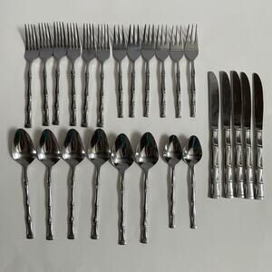 EXF8 by Excel Stainless, Korea, Glossy, Bamboo Handle silverware 25pc set MCM